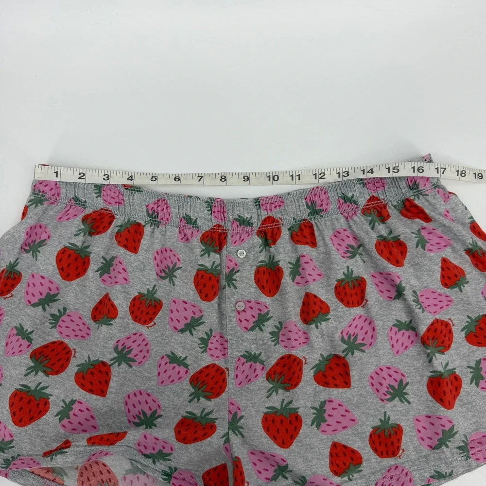 Victoria's Secret PINK Strawberry‎ Gray Pajama Boxer Shorts XL